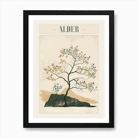 Alder Tree Minimal Japandi Illustration 1 Poster Art Print