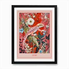 Floral Animal Painting Gecko 2 Poster Art Print