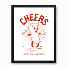 'Cheers' retro beer poster in red Art Print