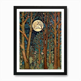 William Morris Moonlight In The Forest 136 Art Print