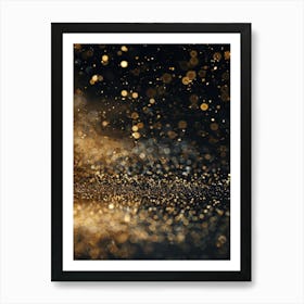 Gold Sparkles On Black Background 1 Art Print