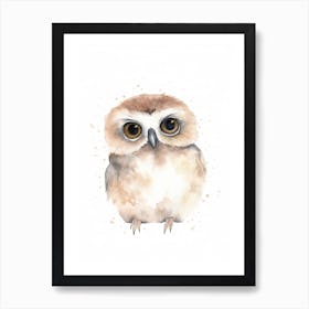 Baby Owl Watercolour Nursery 2 Art Print