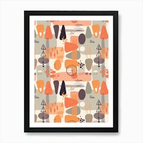 Atomic Mid Century Modern Shapes Warm Tone Art Print