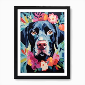Labrador Retriever Portrait With A Flower Crown, Matisse Painting Style 2 Art Print
