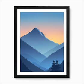 Misty Mountains Vertical Composition In Blue Tone 163 Art Print