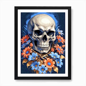 American Flag Floral Face Evil Death Skull (59) Art Print