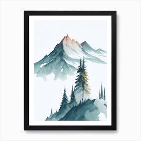 Mountain And Forest In Minimalist Watercolor Vertical Composition 129 Art Print