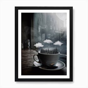 Cup Of Coffee Clouds Forest Art Print