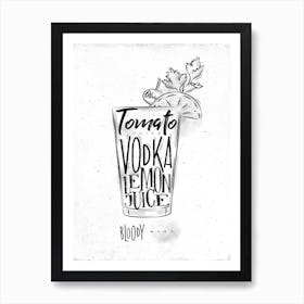 Bloody Mary Cocktail White Art Print