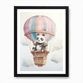 Baby Panda 2 In A Hot Air Balloon Art Print