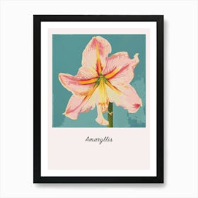 Amaryllis 4 Square Flower Illustration Poster Art Print