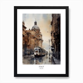 Milan, Italy 5 Watercolor Travel Poster Art Print