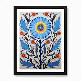 Flower Motif Painting Cornflower 2 Art Print