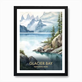 Glacier Bay National Park Watercolour Vintage Travel Poster 4 Art Print