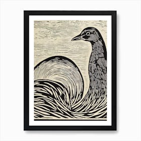 Baldpate Linocut Bird Art Print