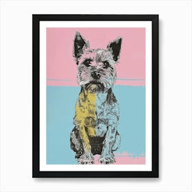 Pastel Watercolour Terrier Dog Line Illustration 3 Art Print