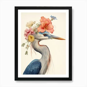 Bird With A Flower Crown Great Blue Heron 2 Art Print