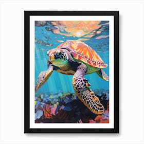 Sea Turtle Ocean And Reflections 2 Art Print
