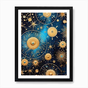 Blue And Gold Celestial 2 Art Print