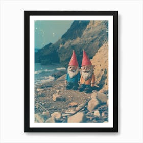 Polaroid Inspired Gnomes On The Beach 2 Art Print