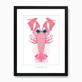 LE LOBSTER RED -  "Swimming" at the Beach Wearing Sunglasses  Pop Art by "COLT x WILDE" Art Print
