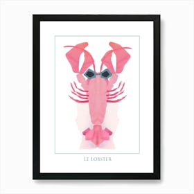 LE LOBSTER RED -  "Swimming" at the Beach Wearing Sunglasses  Pop Art by "COLT x WILDE" Animal Wall Art  Art Print