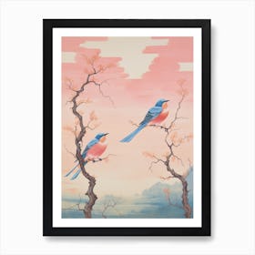 Vintage Japanese Inspired Bird Print Eastern Bluebird 1 Art Print