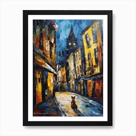 Painting Of London With A Cat In The Style Of Expressionism 2 Art Print