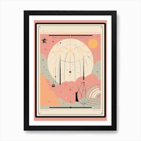 Abstract Pastel Pink Planets Art Print