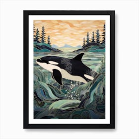 Matisse Style Killer Whale With Woodland Coast 4 Art Print