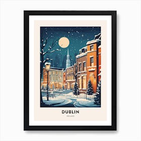 Winter Night  Travel Poster Dublin Ireland 2 Art Print