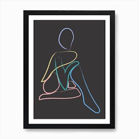 Figure Line Colours Dark Art Print