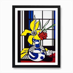 Iris Flower Still Life  2 Pop Art Style Art Print