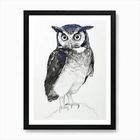 Spectacled Owl Drawing 3 Art Print
