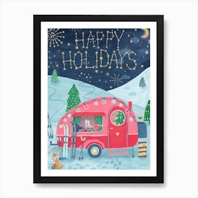 Happy Holiday Caravan Art Print