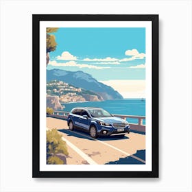 A Subaru Outback In Amalfi Coast, Italy, Car Illustration 3 Art Print