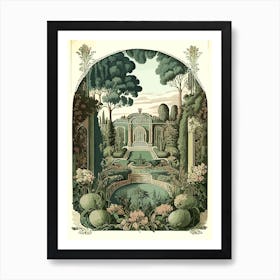 Gardens Of The Royal Palace Of Caserta 1, Italy Vintage Botanical Art Print