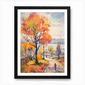 Autumn City Park Painting Kalemegdan Park Belgrade Serbia 2 Art Print