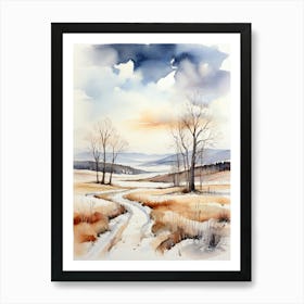 Winter Landscape Watercolor Painting 6 Art Print