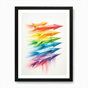 Arrows Composed Of Chalk And Crayon Strokes Floating Whimsically Against A Stark White Background (4) Art Print