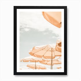 Peach Beach Umbrellas Art Print