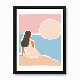 Woman At The Beach Art Print