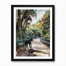 Painting Of A Dog In Royal Botanic Gardens, Kew United Kingdom In The Style Of Watercolour 03 Art Print