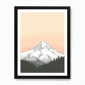 Mount Baker Usa Color Line Drawing 6 Art Print