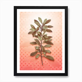 Firetree Plant Vintage Botanical in Peach Fuzz Polka Dot Pattern n.0191 Art Print