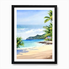 Anse Chastanet Beach, St Lucia Watercolour Art Print