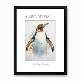 Humboldt Penguin Zavodovski Island Watercolour Painting 7 Poster Art Print