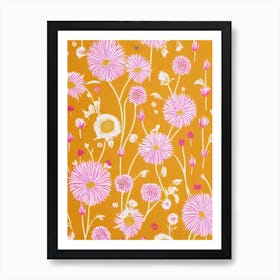 Thistle Floral Print Retro Pattern 2 Flower Art Print