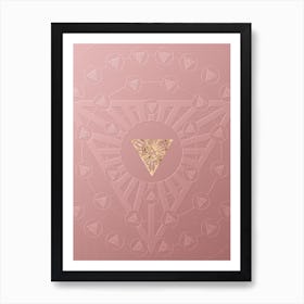 Geometric Gold Glyph on Circle Array in Pink Embossed Paper n.0030 Art Print