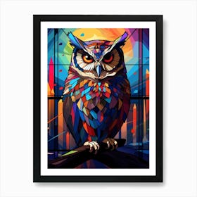 Owl Abstract Pop Art 4 Art Print